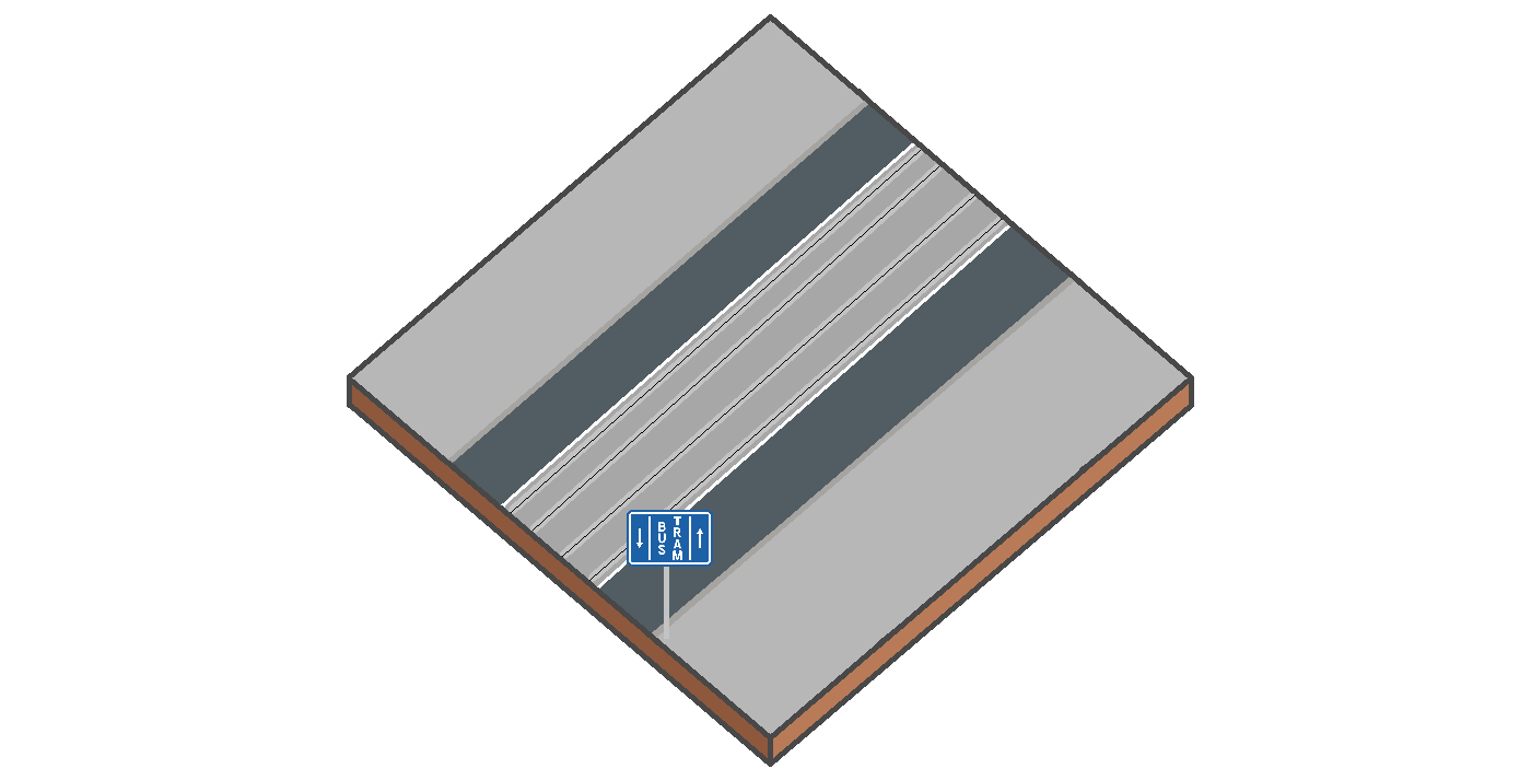 Bijzondere overrijdbare bedding voor trams, bussen en andere toegelaten weggebruikers