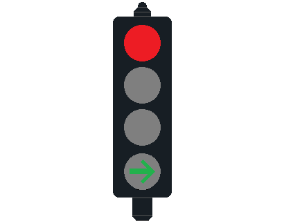 Pijlvormig verkeerslicht gecombineerd met cirkelvormig licht