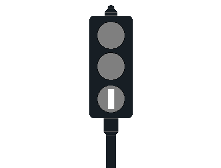 Feu pour trams et bus avec barre blanche verticale