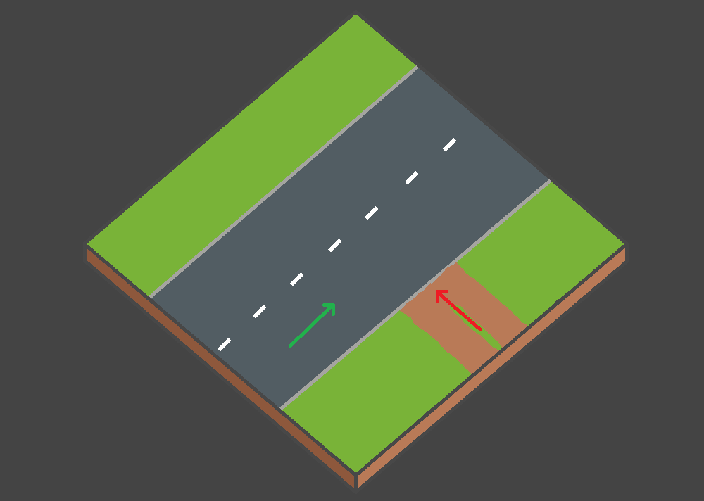 Modèle schématique montrant que les conducteurs venant d’un chemin de terre n’ont pas la priorité