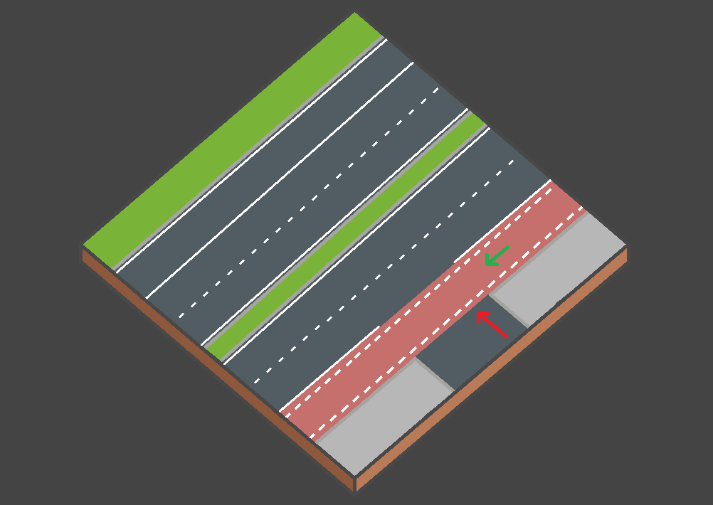Modèle schématique : cyclistes sur piste cyclable prioritaires