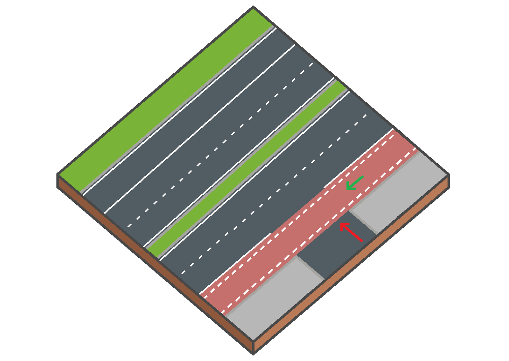 Modèle schématique : cyclistes sur piste cyclable prioritaires