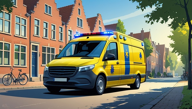 Ambulance avec gyrophare et sirène, priorité absolue