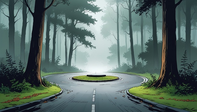 Un rond-point dans la forêt