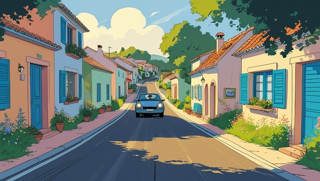 Une voiture arrive en sens inverse