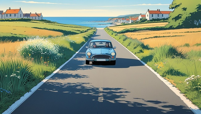 Une voiture arrive en sens inverse