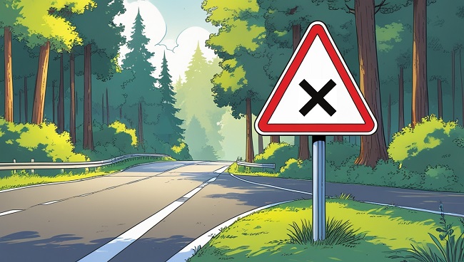 Une intersection avec le panneau priorité à droite