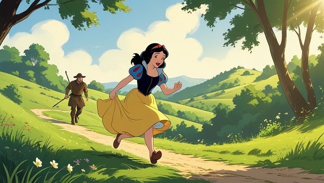 Blanche-Neige s'enfuit du chasseur