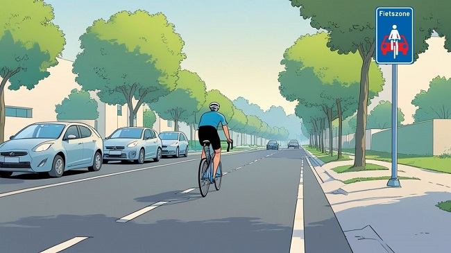 Een fietser in een fietszone