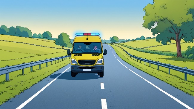 Een ziekenwagen met blauwe lichten