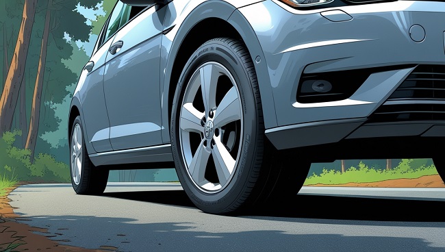 Een close-up van een auto band