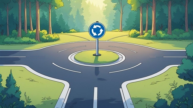 Een rotonde in het bos